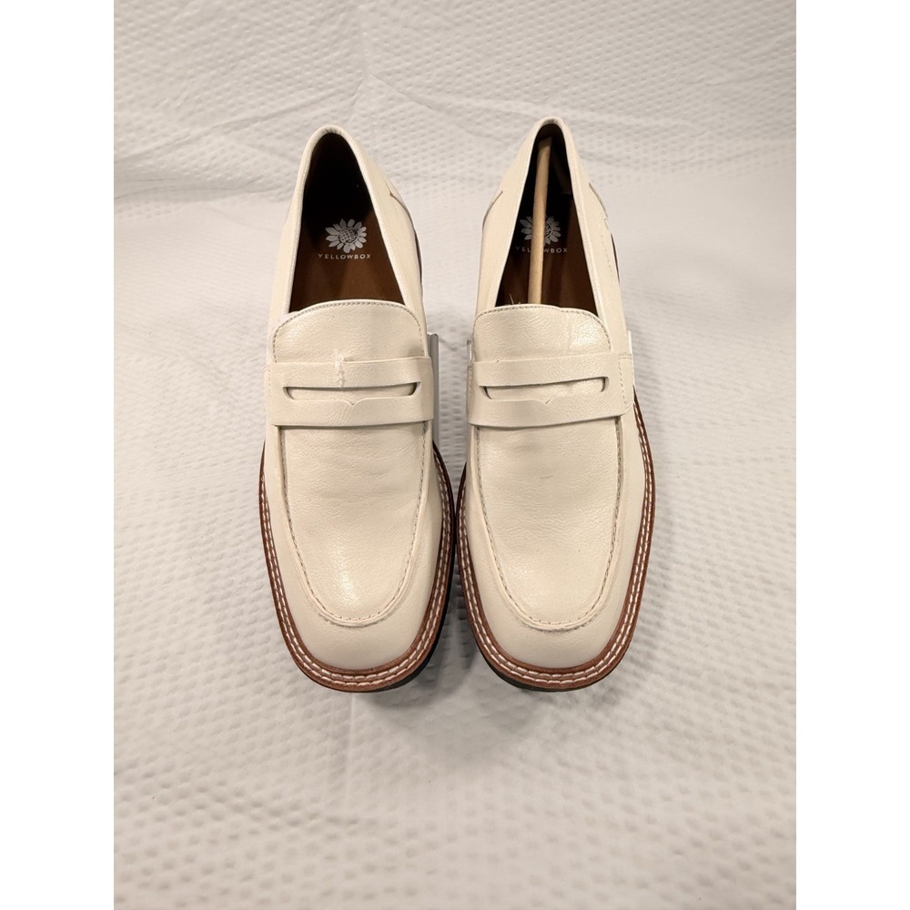 Yellow Box NEW Sherry size 10 lug sole platform heel contrast stitching off whit